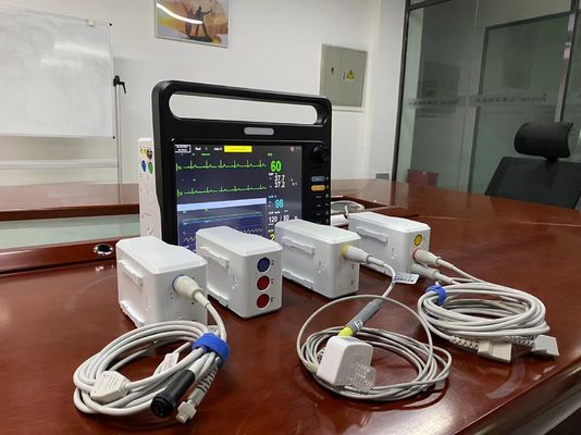 8 language Portable Patient Monitor 15 inch TFT LCD Screen ICU Cardiac Monitor