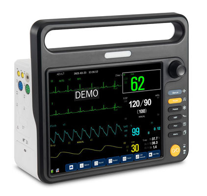12.1 inch portable cardiac patient monitors with HL7 compatible, USB dataouput functions, vital sings monitoring