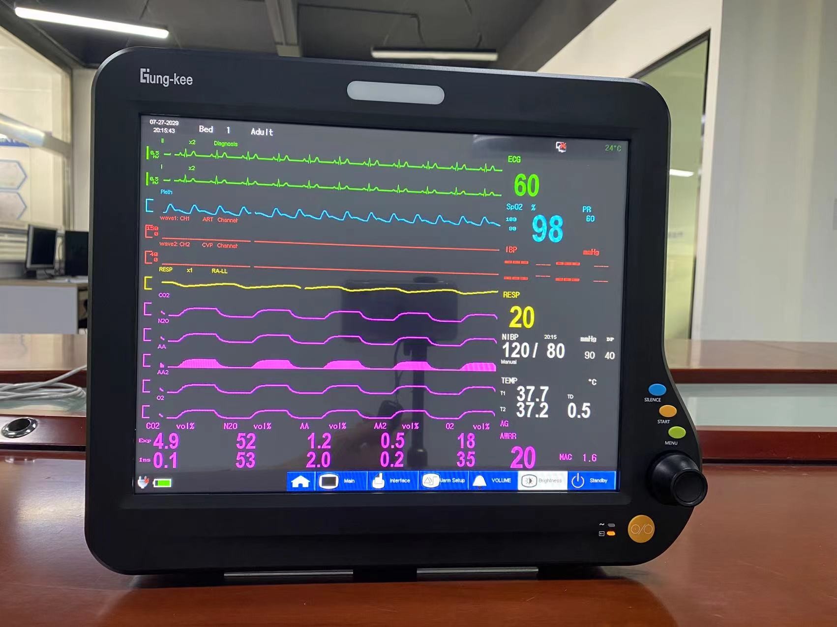 Low Rescource Anesthesia Monitor Mainstream ICU Cardiac Monitor , Anesthesia Multi Parameter Patient Monitor